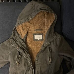 BCBGeneration Khaki Bomber Jacket with Brown Lining